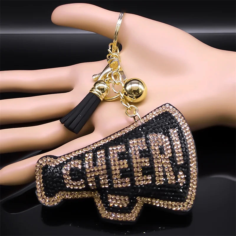 Iced Out Key Gold Chain Cheer Letter Word Full