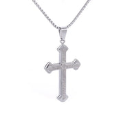 Silver Cross Pendant Necklace Vintage Box Chain
