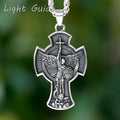 Vintage 2024 New Dropshipping Men's 316L Stainless Steel Saint Michael Pendant Necklace Lucky Chain Jewelry Man or Women Gift