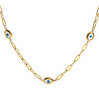 Greatera Three Devil's Eyes Bracelet For Women Men Simple Gold Color Plating Geometry Creative Stainless Steel Charm