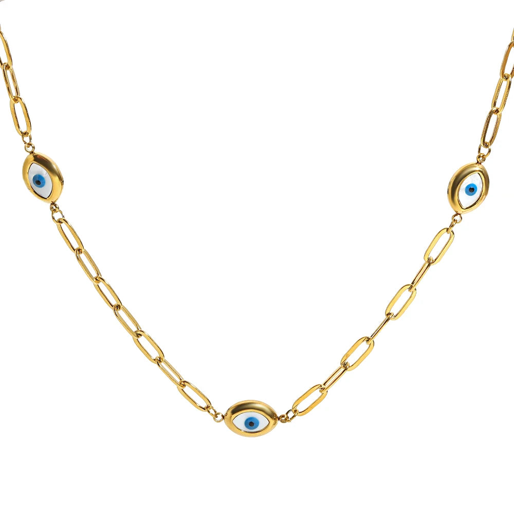 Greatera Three Devil's Eyes Bracelet For Women Men Simple Gold Color Plating Geometry Creative Stainless Steel Charm