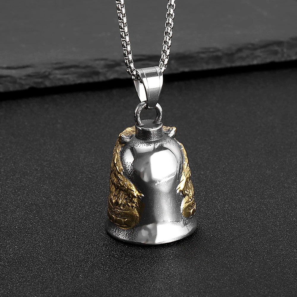 Viking Wolf Bell Pendant — Stainless Steel