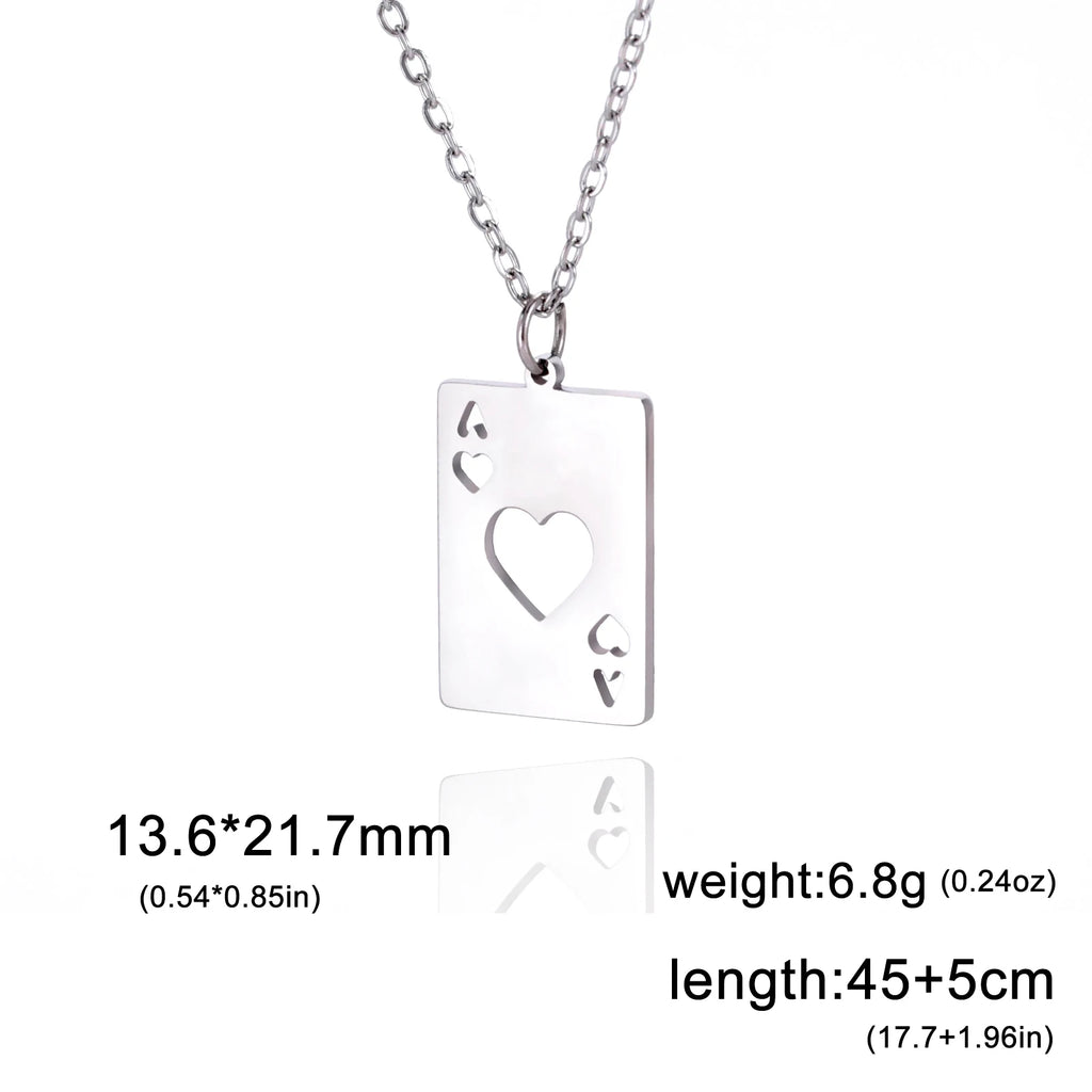 Cazador Poker Card Ace of Spades Necklaces for Men Women Stainless Steel Hip Hop Jewelry Gold Color Necklace 2026 Gift Wholesale