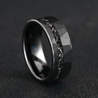 8MM Black Tungsten Men’s Wedding Bands Classic Hammered Meteorite Ring Fashion Simple Couple Promise Engagement Rings