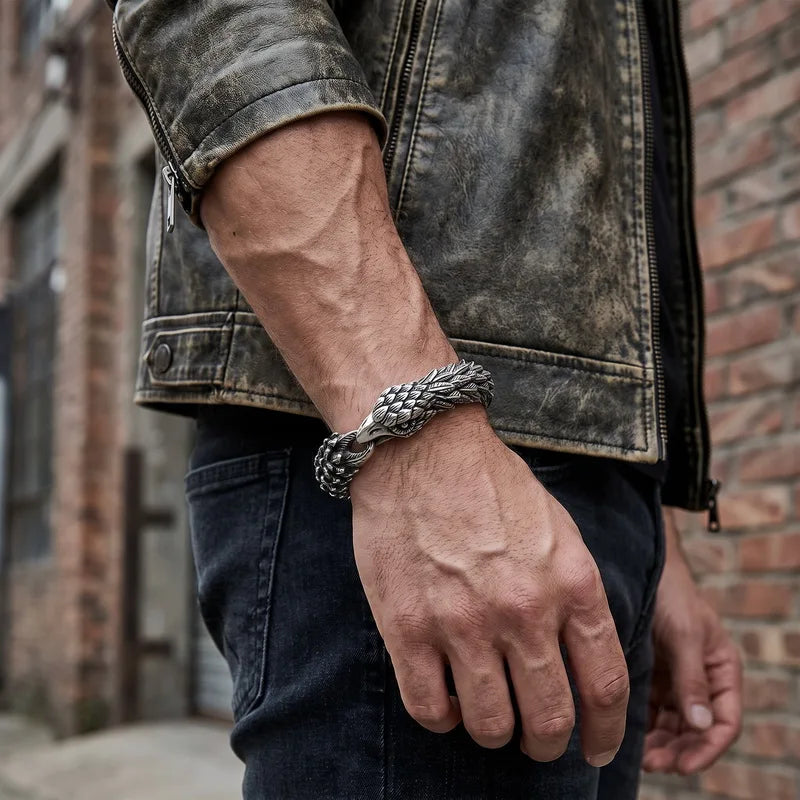 Viking Eagle Vintage Punk Bracelet for men stainless steel fashion Jewelry hippop street culture