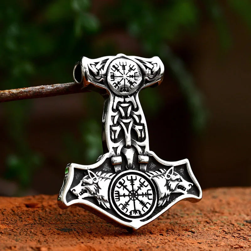 BEIER thor's hammer mjolnir pendant necklace viking scandinavian norse viking necklace with stainless steel chain