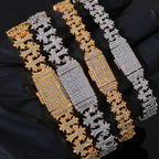 Iced Out Cross Bracelet Stainless Steel 8MM