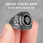 Stainless Steel Men Rings Rhinestone United States Army Punk Hip Hop for Biker Male Boyfriend Jewelry Creativity Gift Wholesale