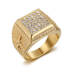 Iced Out Large Square CZ Ring — Stainless Steel
