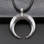 Witch Horn Crescent Moon Pendant — Stainless Steel