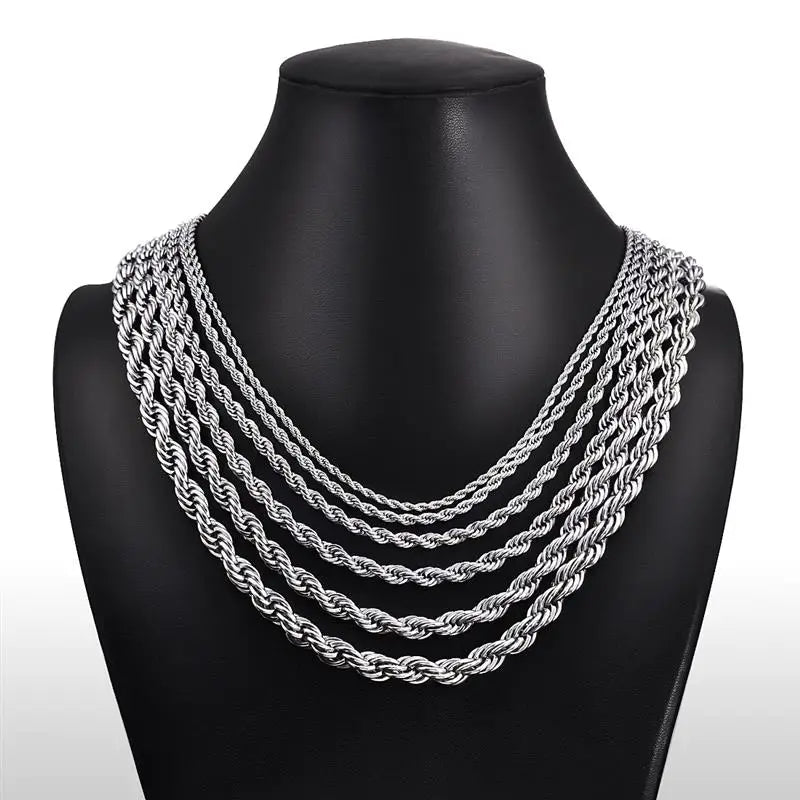 Hot Selling 2/3/4/5/6mm 316L Rope Chain Necklace Stainless Steel Never Fade Waterproof Choker Men Women Gold Color