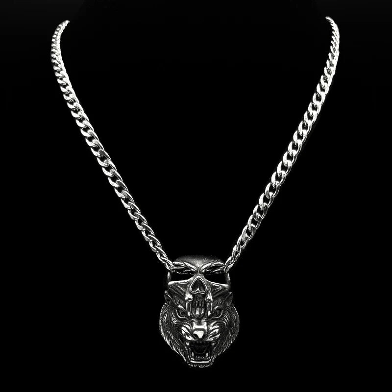 Devil Skull Tiger Head Pendant — Silver