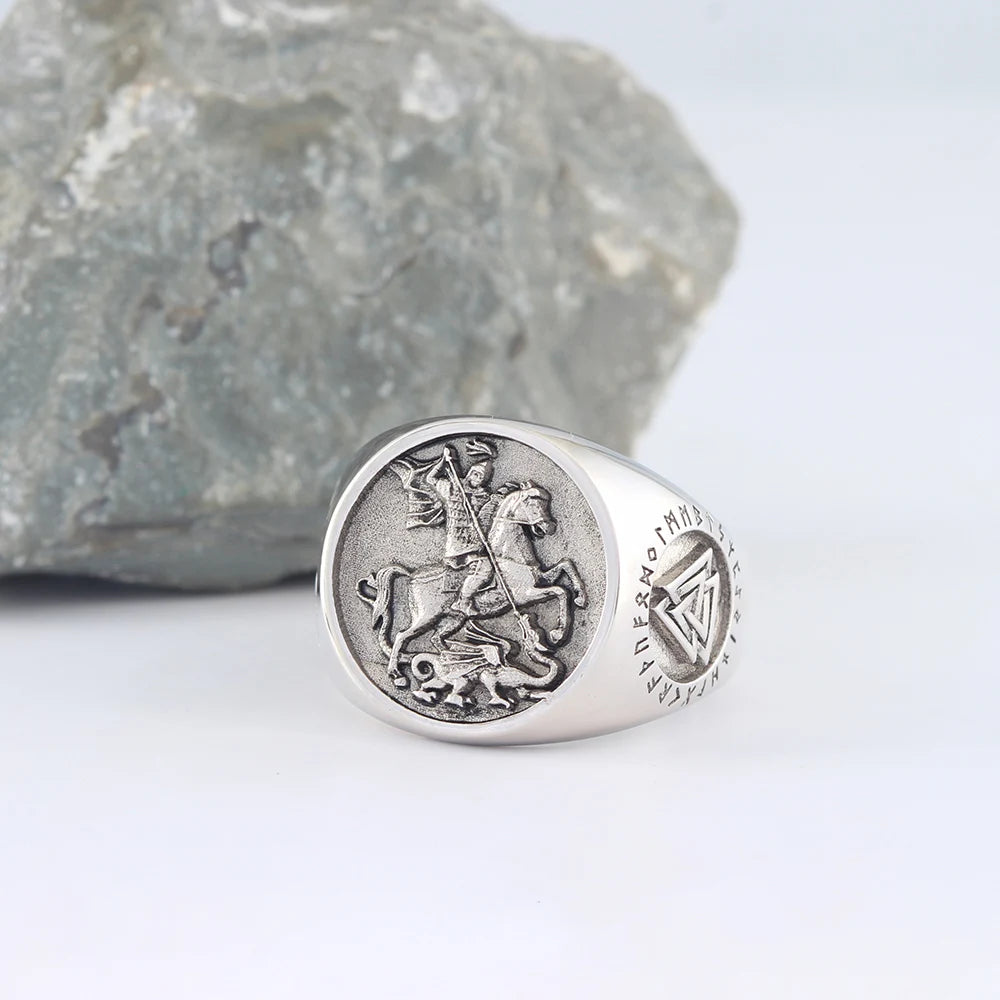 St. George Dragon Ring — 925 Silver