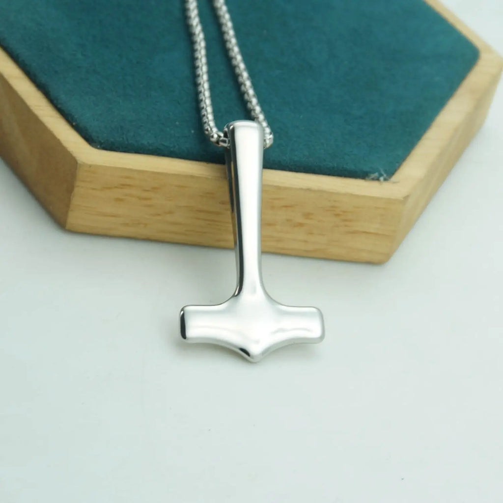 Simple Viking Mjolnir Thor's Hammer Necklace — Stainless Steel