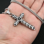 Gothic Cross Steel Pendant Vintage Rhombus Biker