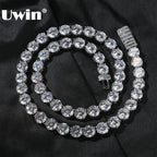 UWIN Iced Cubic Zircon Tennis Chain Necklace for Men 10mm Tennis Necklace with Baguettecz Spring Clasp Fashion Jewelry