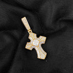 Iced Out Cross Pendant Necklace CZ Rectangle
