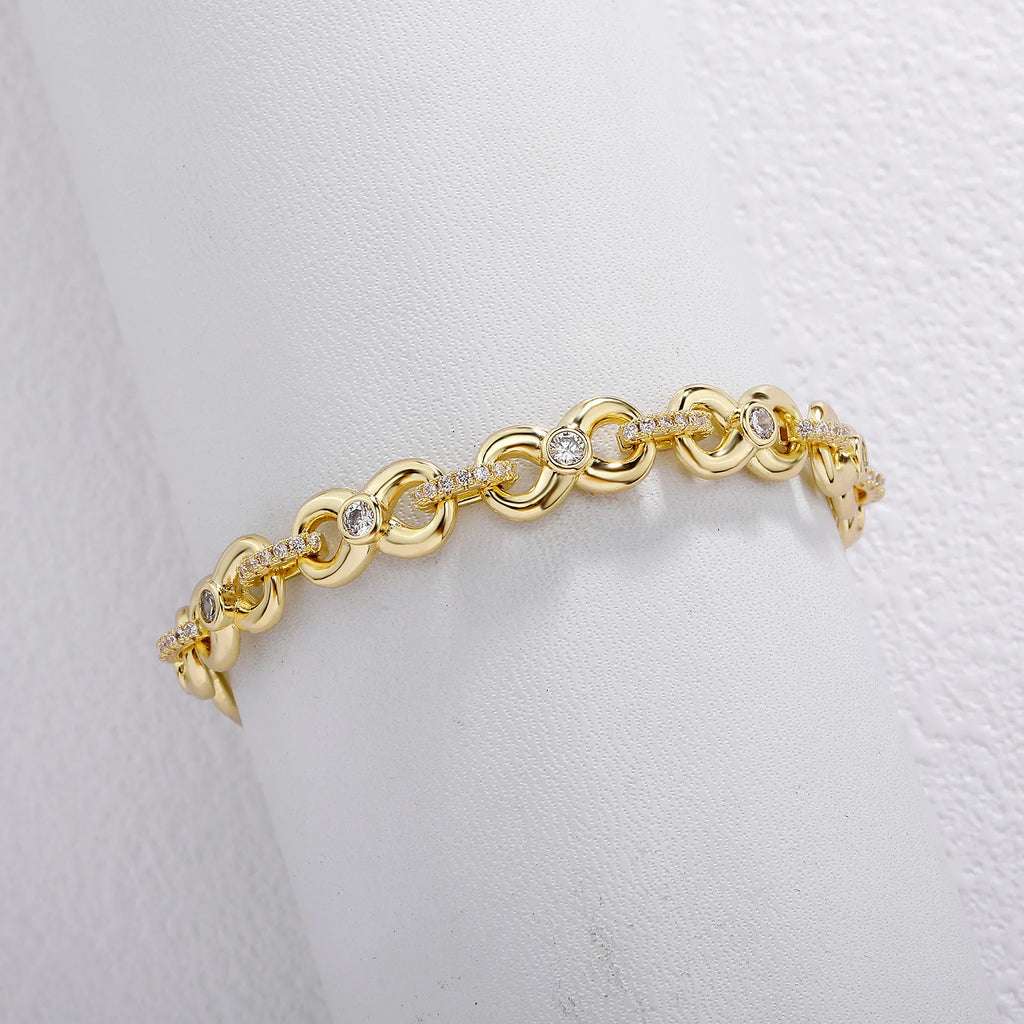 Gold Iced Out Bracelet Statement 8-Inch