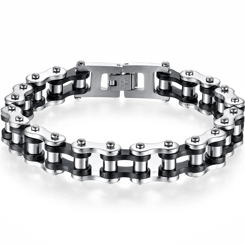 13MM Wide Men's Motorcycle Chain Bracelet Stainless Steel Bicycle Link Design Man Bracelets for Men Punk Rock Jewelry 9