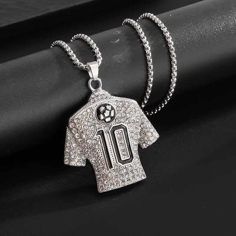 Iced Out Soccer Star Pendant Necklace Stainless