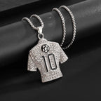 Iced Out Soccer Star Pendant Necklace Stainless