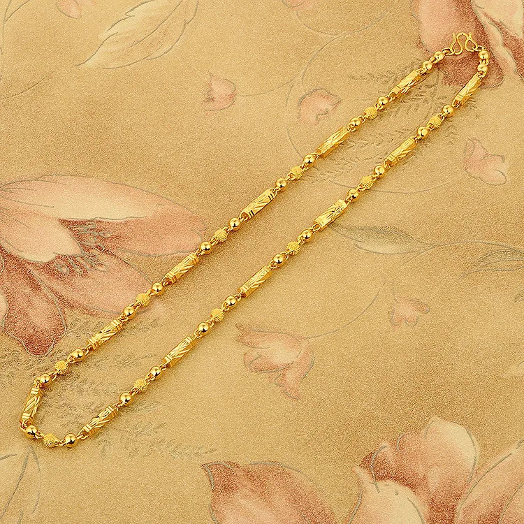 AU999 Hexagonal Column Necklace Men's 24K Gold - Shiny surface, non-deformable, value-preserving, top jewelry for men