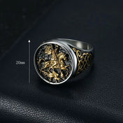 Saint George Dragon Slayer Stainless Steel Gold Ring