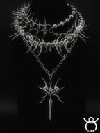 2025 New Punk Necklace Silver Color Metal Unisex Skeleton Spike Stainless Steel Ins Cool Neck Accessaries for Women Men