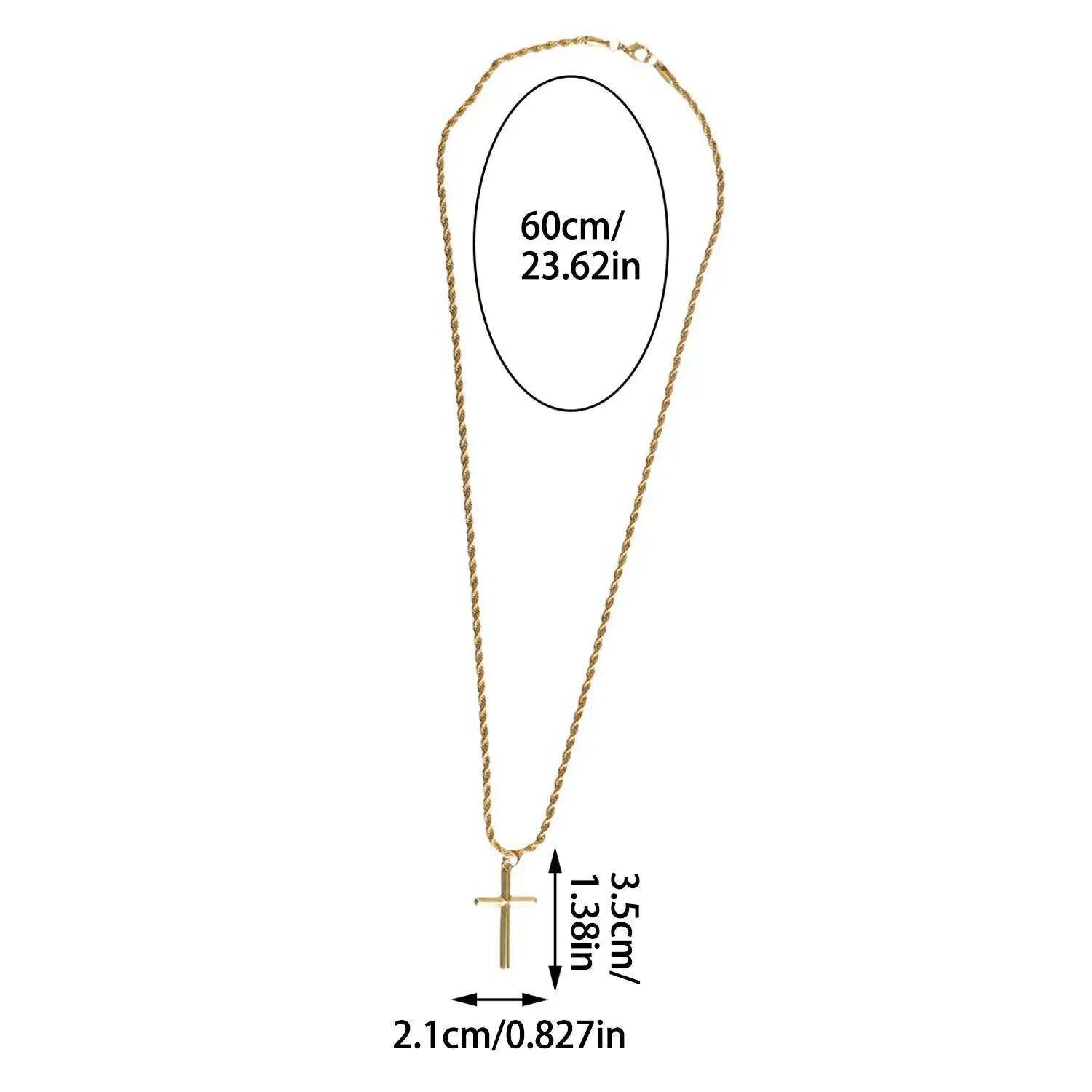 Stainless Steel Cross Pendant Necklace for Men Boys 18K Gold Plated Silver Simple Twisted Chain Fashionable Jewelry Beach Party