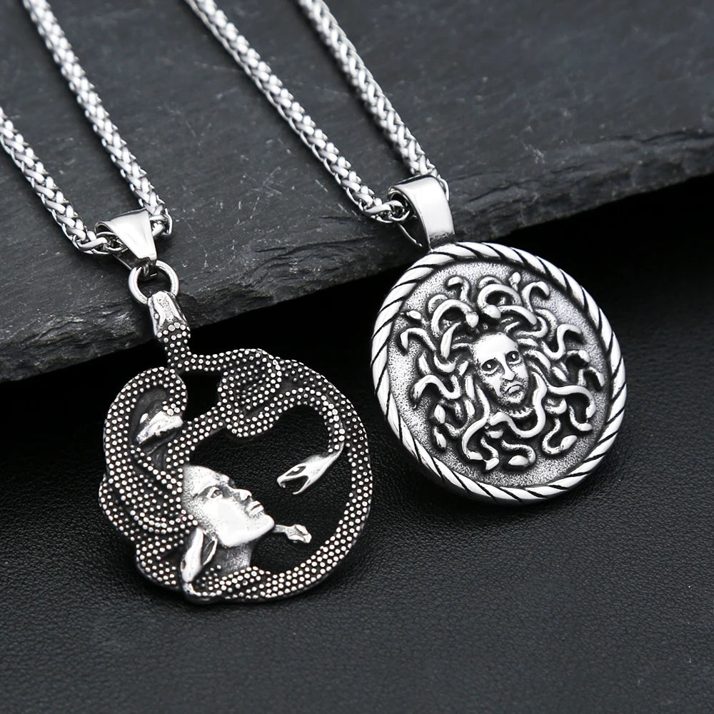 Classic Medusa Snake Pendant — Stainless Steel