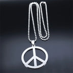 Peace Symbol Stainless Steel Chain Necklaces for Women Unisex Simple Silver Color Necklace Jewelry Women or Men Jewelry