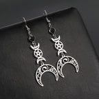 Teamer Vintage Triple Witch Moon Pentagram Goddess Earrings for Women Witchcraft Stainless Steel Amulet Jewelry Gifts