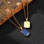 Lapis Lazuli Stone Pendant — Stainless