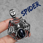 Spider Silk Gemstone Men Necklaces With Pendant Stainless Steel Jewelry For Male Women Punk Hip Hop Accessories Gifts