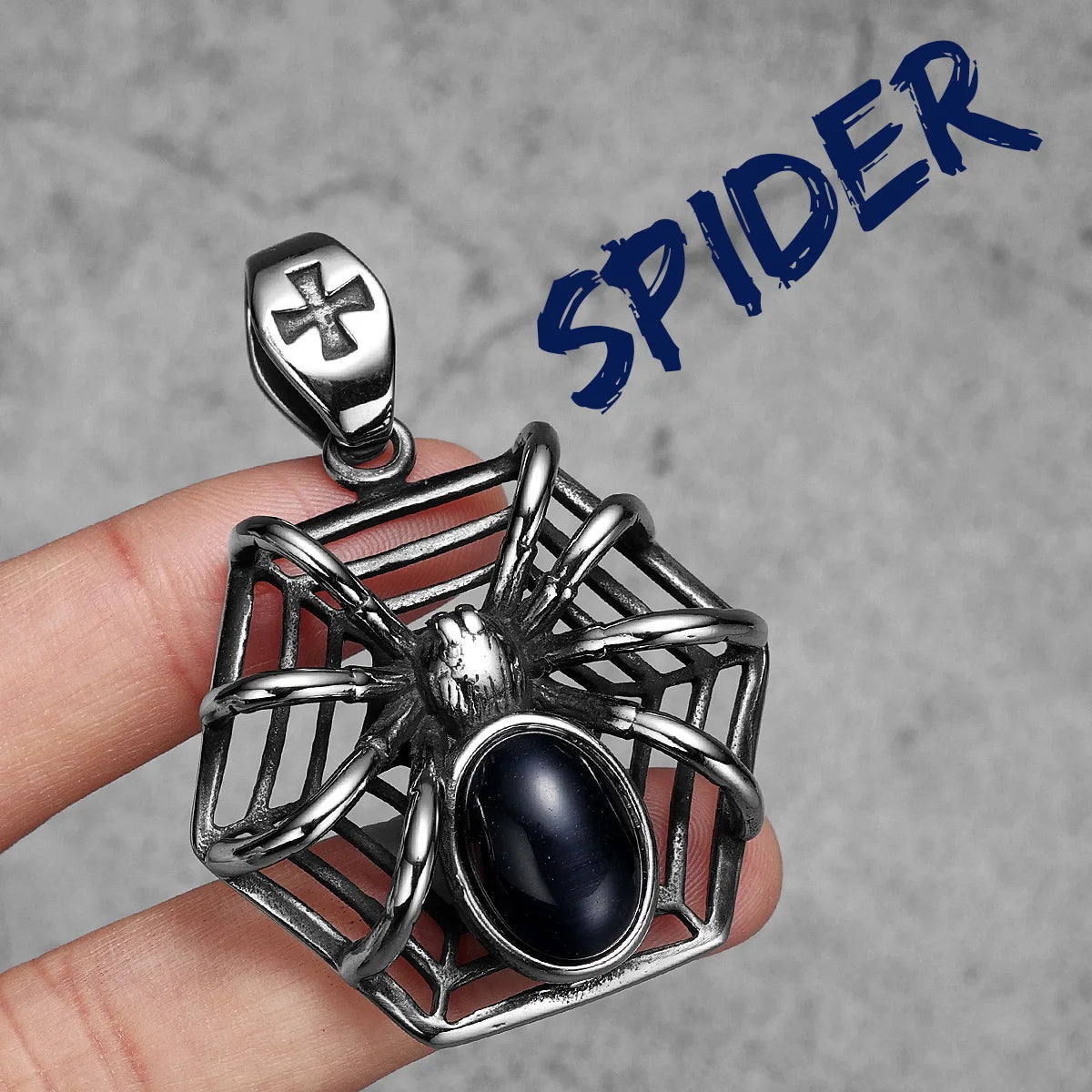 Spider Silk Gemstone Men Necklaces With Pendant Stainless Steel Jewelry For Male Women Punk Hip Hop Accessories Gifts