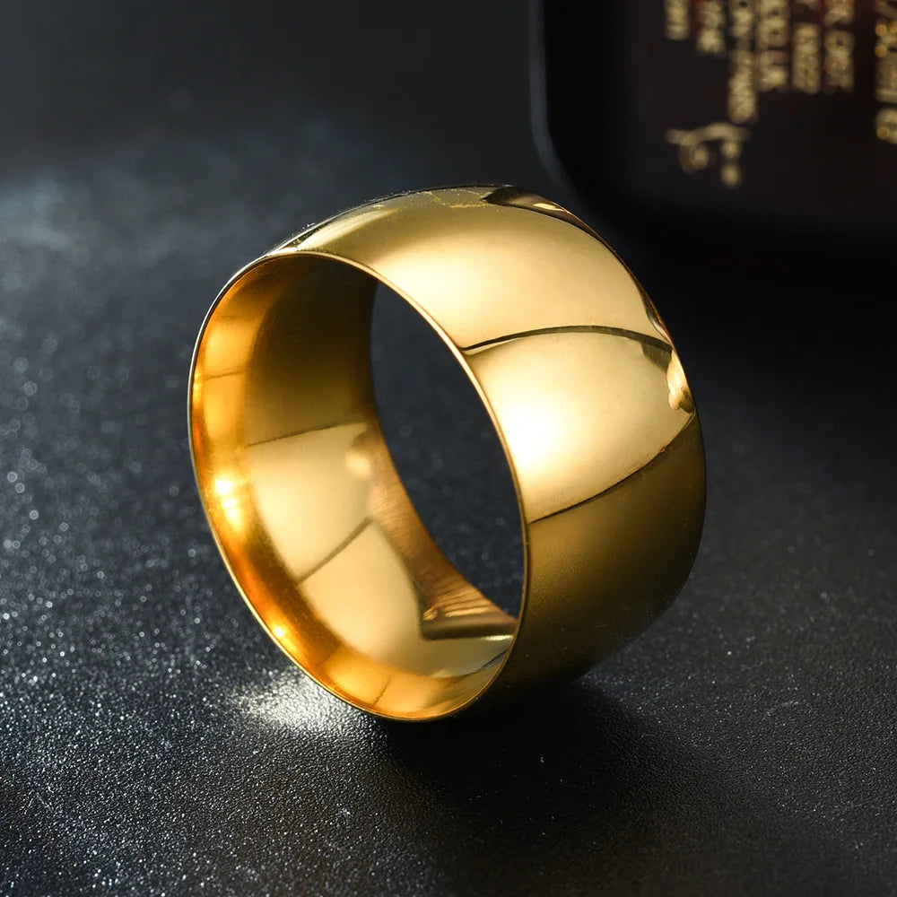 Steel Ring 12MM Wide Smooth Punk Finger Band