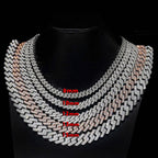 925 Silver Cuban Chain Necklace Iced Out 10-20MM