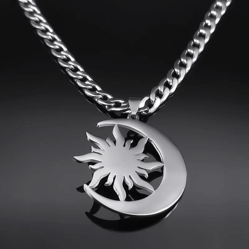 Tiger Steel Pendant Wicca Sun Moon Eye Natural