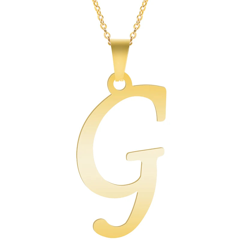Initial 26 Letters Pendant Stainless Steel Necklaces For Women Men Accessories English Alphabet Necklace Fashion