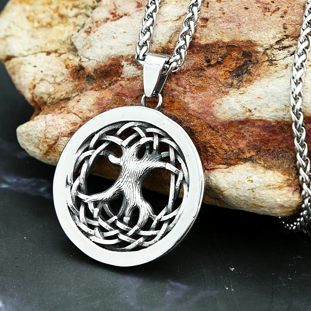 Viking Tree of Life Pendant — Stainless Steel