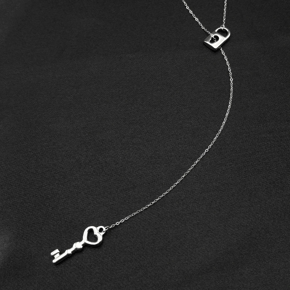 Heart Lock Pendant Necklace — Silver