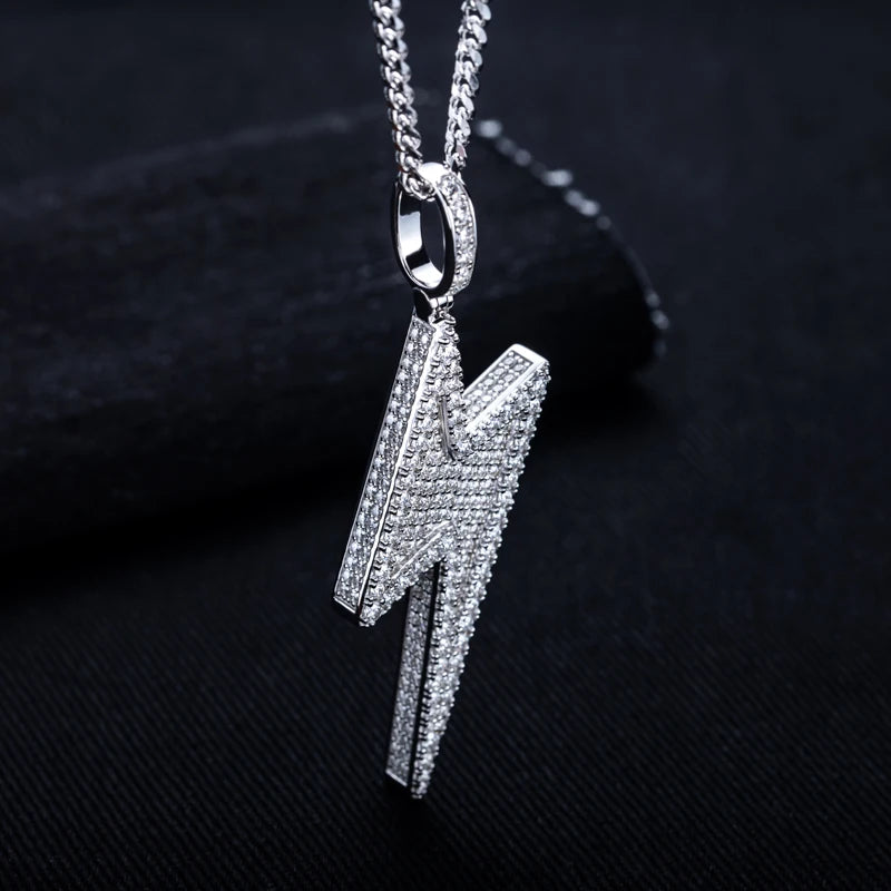 Iced Out Lightning Pendant — 925 Silver