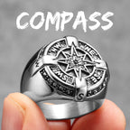 Iced Out Compass Ring — Stainless Steel