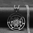 Demon Silver Pendant Seal Forneus Round Colares