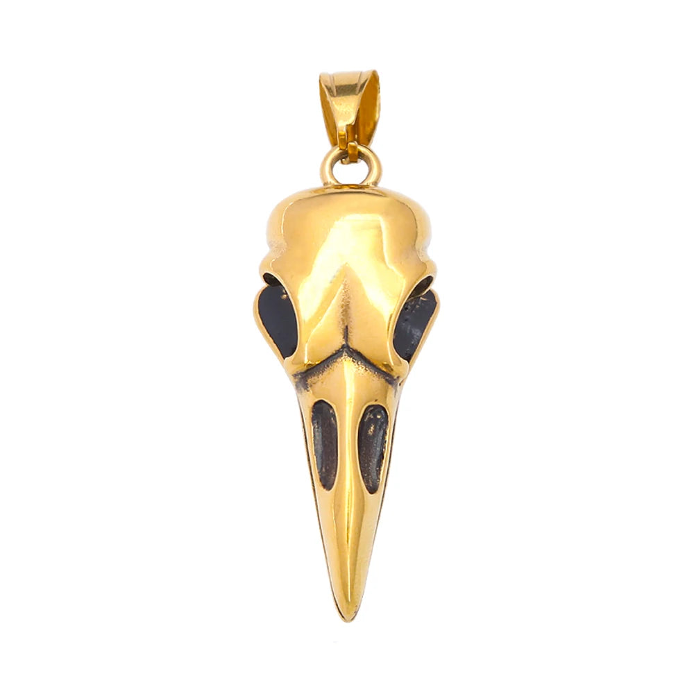 Viking Vintage Raven Skull Necklace Stainless Steel Odin Crow Pendant For Men Women Nordic Amulet Jewelry Gifts