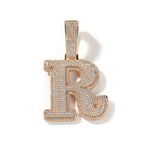 TBTK Big Bold Single Letter Pendant Initial Letter A-Z Micro Paved Out 5A Cubic Zirconia Charm Necklace Hiphop Jewelry