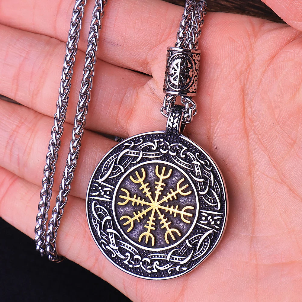 Viking Vegvisir Compass Pendant — Stainless Steel