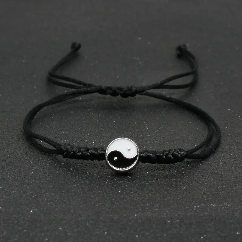 Yin Yang Braided String Bracelet — Adjustable, Multiple Colors