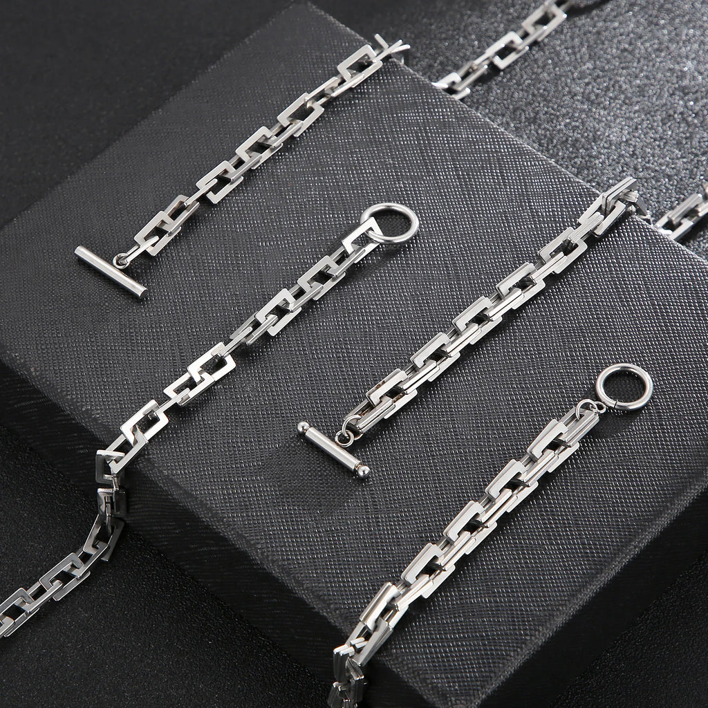 7mm Stainless Steel Chain Blade Link Chains Chokers Necklace For Mens Jewelry Silver Plated Solid Metal Fashion Jewelry