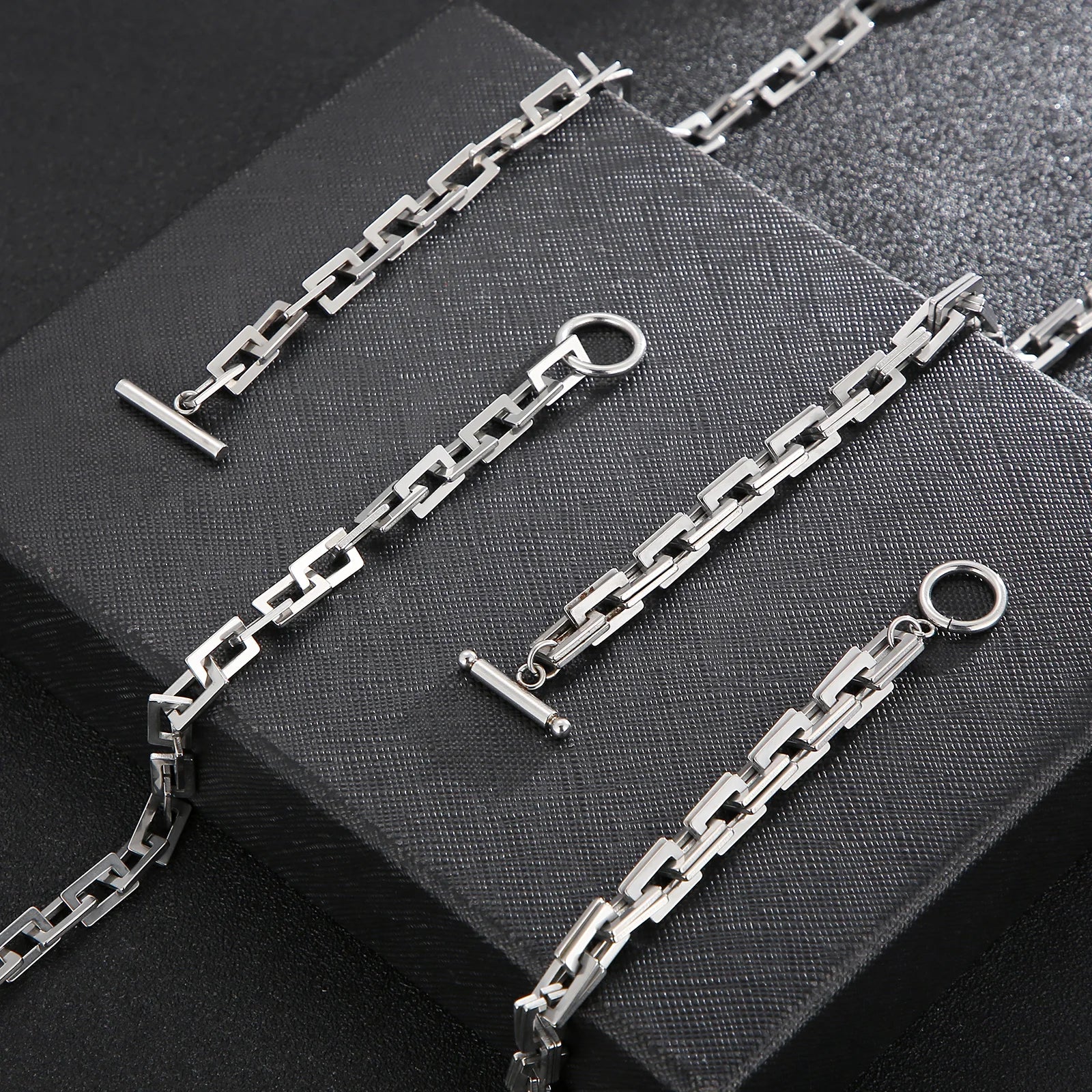 7mm Stainless Steel Chain Blade Link Chains Chokers Necklace For Mens Jewelry Silver Plated Solid Metal Fashion Jewelry